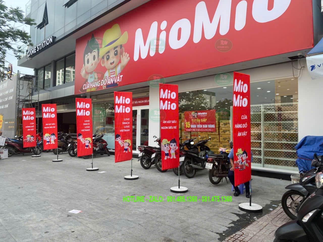 cờ phướn siêu thị ăn vặt