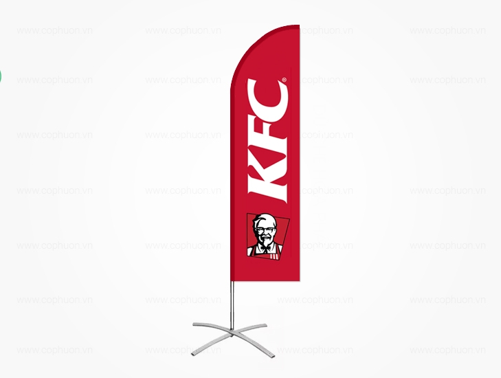 Cờ phướn cánh buồm thân sắt đế chữ X gà rán KFC